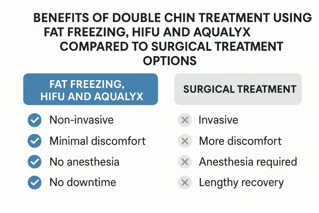Graphic about the benefits of double chin treatment Windsor - from LA LIPO