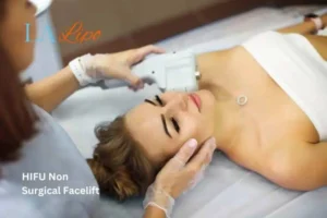 Woman having Hi-Fu to reduce wrinkles Windsor.